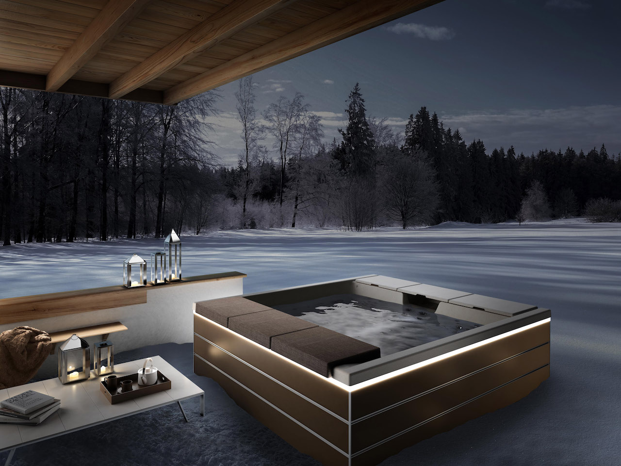 Una minipiscina per un bagno di relax anche in inverno Winter ispirazioni veranda