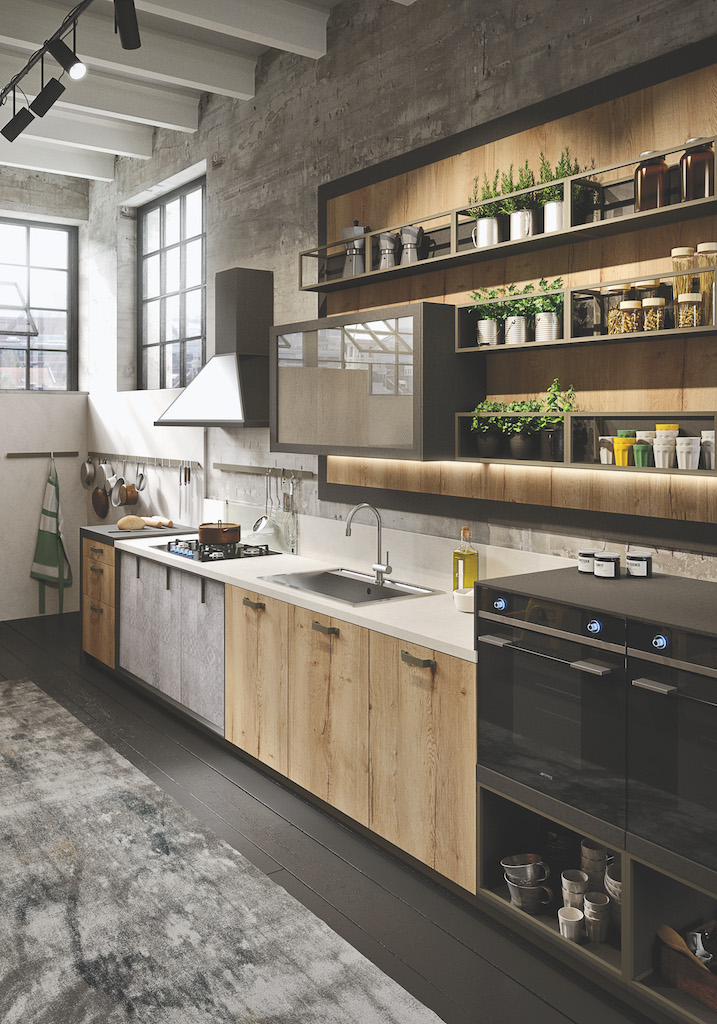 Stile industriale per la cucina loft di snaidero Cucine per loft