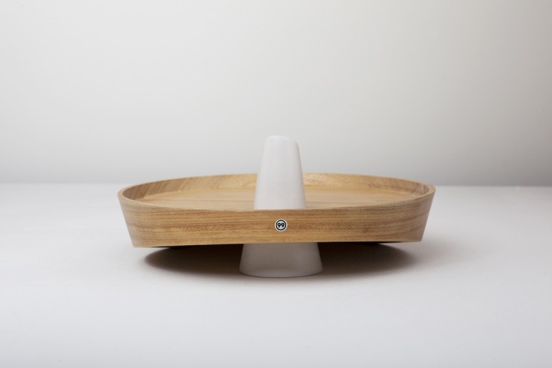Portafrutta A Forma Di Loto Con Piedini – Vassoio Moderno In PET, Diametro 26cm, Per Frutta, Pane E Snack, Base In Legno Bianco