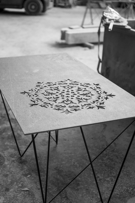 tavolo Crochet in pietra traforata