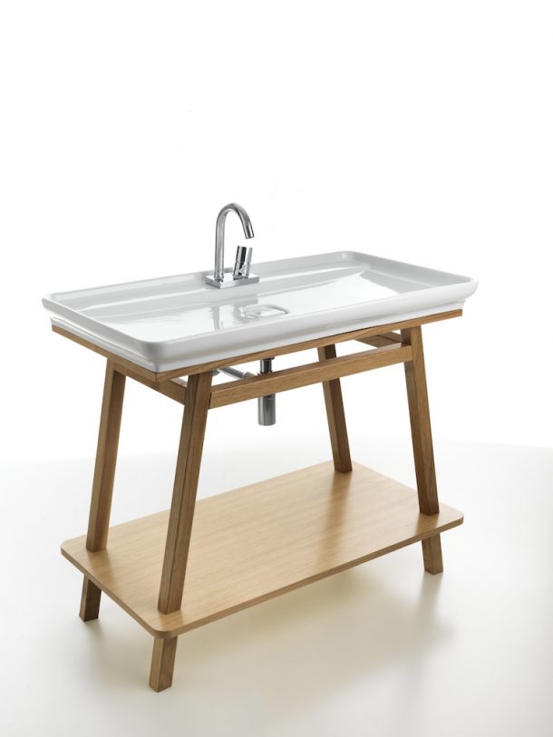 Lavabo a cavalletto per la stanza da bagno in legno