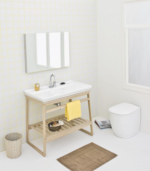 Lavabo a cavalletto per la stanza da bagno in legno