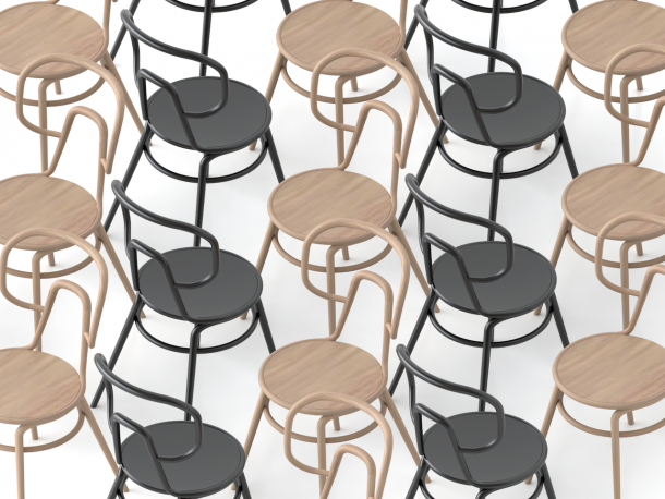 sedia in legno curvato