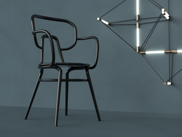 sedia in legno curvato