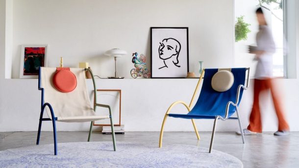 sedie a sdraio in stile memphis