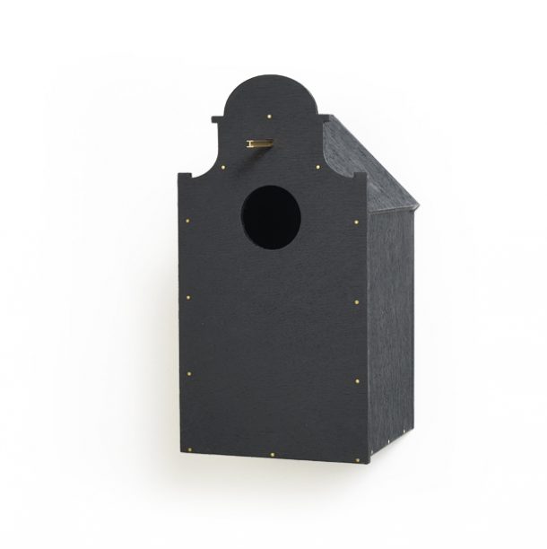 Casetta Per Uccelli In Legno Stile Villa Con Tetto Verde - Modello V16, Con Supporto E Dispenser Per Cibo